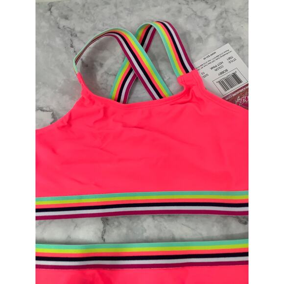 Kanu Surf Girl's 10 Tanya UPF 50+ Hot Pink Beach Sport Bikini Swimsuit G25-25 - Picture 3 of 12